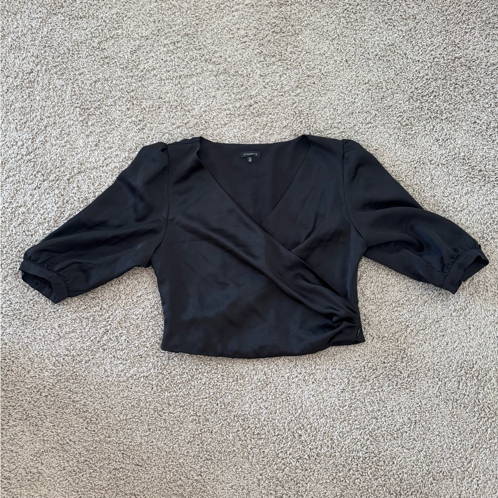 Dynamite Black Wrap Top